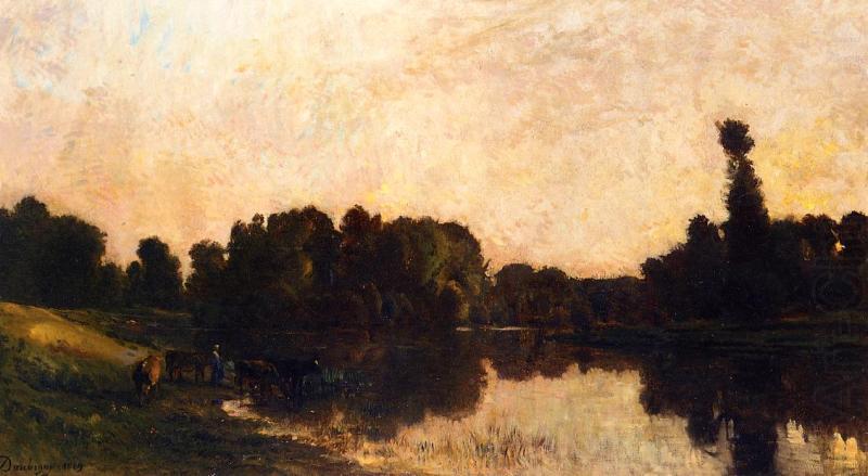 Daybreak, Oise Ile de Vaux, Charles-Francois Daubigny
